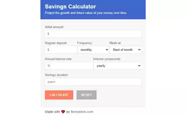 Savings Calculator from Chrome web store to be run with OffiDocs Chromium online Savings Calculator from Chrome web store to be run with OffiDocs Chromium online