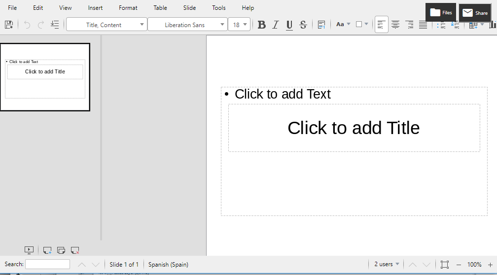LibreOffice online Impress 6.1.1.2 by OffiDocs LibreOffice online 6.1.1.2 by OffiDocs