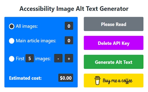 Accessibility Image Alt Text Generator from Chrome web store to be run with OffiDocs Chromium online Accessibility Image Alt Text Generator from Chrome web store to be run with OffiDocs Chromium online