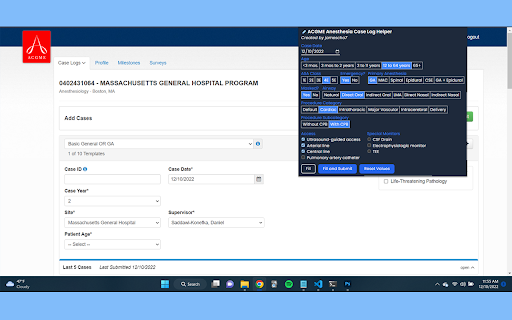 ACGME Anesthesia Case Log Helper from Chrome web store to be run with OffiDocs Chromium online ACGME Anesthesia Case Log Helper from Chrome web store to be run with OffiDocs Chromium online