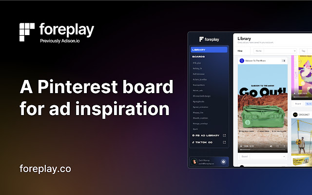 Ad Library Save Facebook TikTok Foreplay from Chrome web store to be run with OffiDocs Chromium online Ad Library Save Facebook TikTok Foreplay from Chrome web store to be run with OffiDocs Chromium online