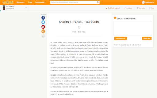 Aide aux commentaires WattPad from Chrome web store to be run with OffiDocs Chromium online Aide aux commentaires WattPad from Chrome web store to be run with OffiDocs Chromium online