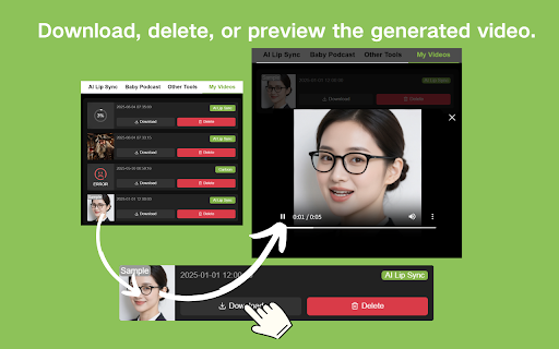 AI LipSync Video Generator LipSync from Chrome web store to be run with OffiDocs Chromium online AI LipSync Video Generator LipSync from Chrome web store to be run with OffiDocs Chromium online