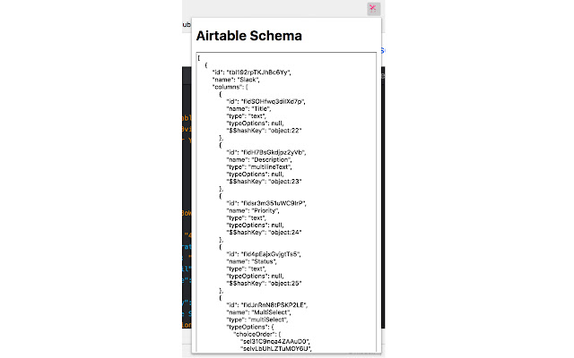 Airtable Schema Extractor from Chrome web store to be run with OffiDocs Chromium online Airtable Schema Extractor from Chrome web store to be run with OffiDocs Chromium online