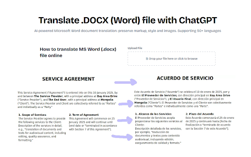 AI Translator: Word Document DOCX, TXT, EPUB with ChatGPT from Chrome web store to be run with OffiDocs Chromium online AI Translator: Word Document DOCX, TXT, EPUB with ChatGPT from Chrome web store to be run with OffiDocs Chromium online