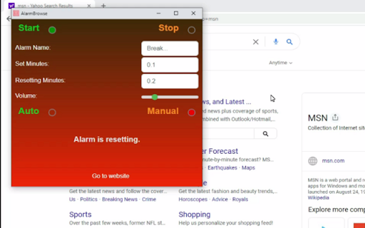 AlarmBrowse from Chrome web store to be run with OffiDocs Chromium online AlarmBrowse from Chrome web store to be run with OffiDocs Chromium online