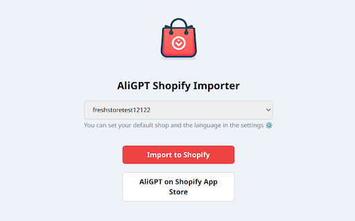 AliGPT Shopify Importer from Chrome web store to be run with OffiDocs Chromium online AliGPT Shopify Importer from Chrome web store to be run with OffiDocs Chromium online