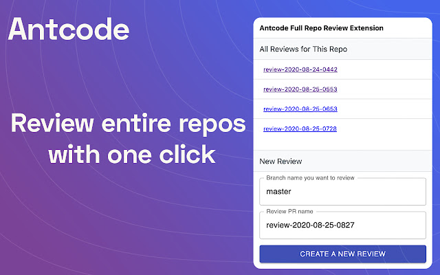 Antcode Full Repo Review Extension from Chrome web store to be run with OffiDocs Chromium online Antcode Full Repo Review Extension from Chrome web store to be run with OffiDocs Chromium online