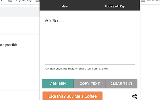 Ask Ben (Chat GPT) Anything AI from Chrome web store to be run with OffiDocs Chromium online Ask Ben (Chat GPT) Anything AI from Chrome web store to be run with OffiDocs Chromium online