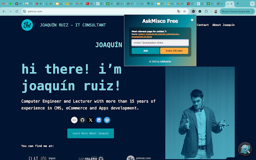 AskMisco Free from Chrome web store to be run with OffiDocs Chromium online AskMisco Free from Chrome web store to be run with OffiDocs Chromium online