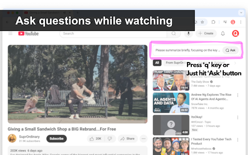 Ask on YouTube using ChatGPT from Chrome web store to be run with OffiDocs Chromium online Ask on YouTube using ChatGPT from Chrome web store to be run with OffiDocs Chromium online