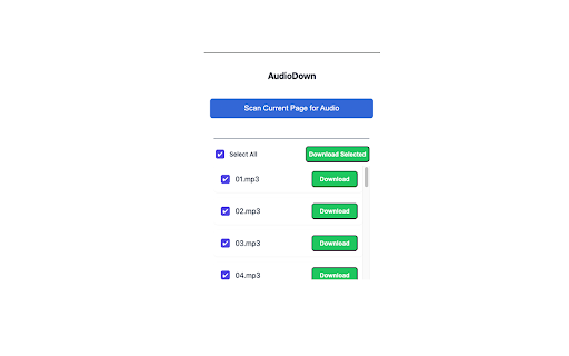 AudioDown from Chrome web store to be run with OffiDocs Chromium online AudioDown from Chrome web store to be run with OffiDocs Chromium online