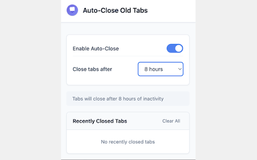 Auto Close Old Tabs from Chrome web store to be run with OffiDocs Chromium online Auto Close Old Tabs from Chrome web store to be run with OffiDocs Chromium online