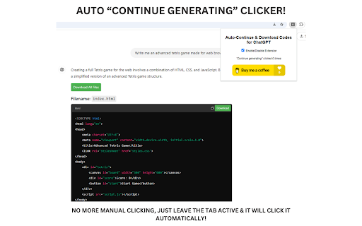 Auto Continue Download Codes for ChatGPT from Chrome web store to be run with OffiDocs Chromium online Auto Continue Download Codes for ChatGPT from Chrome web store to be run with OffiDocs Chromium online
