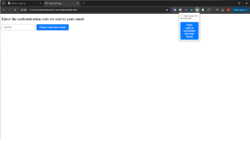 Auto Email Code Filler – 2FA Login Link Helper from Chrome web store to be run with OffiDocs Chromium online Auto Email Code Filler – 2FA Login Link Helper from Chrome web store to be run with OffiDocs Chromium online
