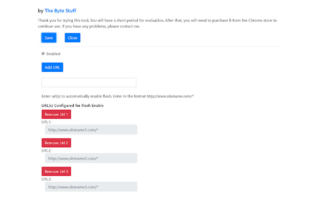 Automated Flash Site Enabler (Pro) from Chrome web store to be run with OffiDocs Chromium online Automated Flash Site Enabler (Pro) from Chrome web store to be run with OffiDocs Chromium online