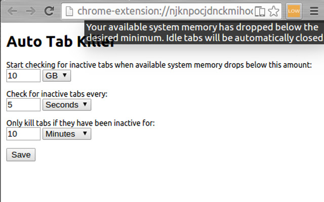 Auto Tab Killer from Chrome web store to be run with OffiDocs Chromium online Auto Tab Killer from Chrome web store to be run with OffiDocs Chromium online