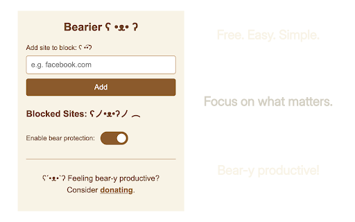 Bearier Website Blocker from Chrome web store to be run with OffiDocs Chromium online Bearier Website Blocker from Chrome web store to be run with OffiDocs Chromium online