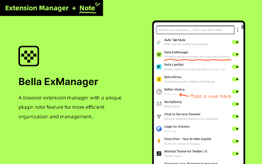 Bella ExManager from Chrome web store to be run with OffiDocs Chromium online Bella ExManager from Chrome web store to be run with OffiDocs Chromium online