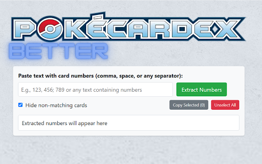 BetterPokecardex from Chrome web store to be run with OffiDocs Chromium online BetterPokecardex from Chrome web store to be run with OffiDocs Chromium online