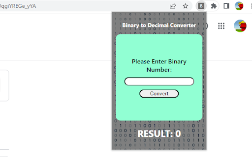 Binary to Decimal Chrome Extension from Chrome web store to be run with OffiDocs Chromium online Binary to Decimal Chrome Extension from Chrome web store to be run with OffiDocs Chromium online