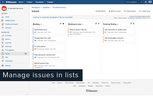 Bittask for Bitbucket from Chrome web store to be run with OffiDocs Chromium online Bittask for Bitbucket from Chrome web store to be run with OffiDocs Chromium online