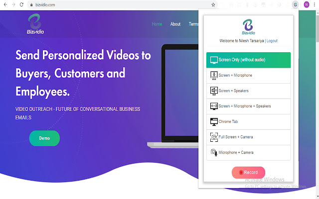 Bizvidio from Chrome web store to be run with OffiDocs Chromium online Bizvidio from Chrome web store to be run with OffiDocs Chromium online