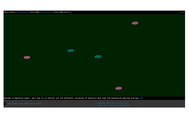 Black Badger Labs: Bacteria Quest from Chrome web store to be run with OffiDocs Chromium online Black Badger Labs: Bacteria Quest from Chrome web store to be run with OffiDocs Chromium online