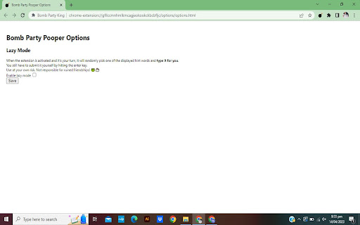 Bomb Party King from Chrome web store to be run with OffiDocs Chromium online Bomb Party King from Chrome web store to be run with OffiDocs Chromium online