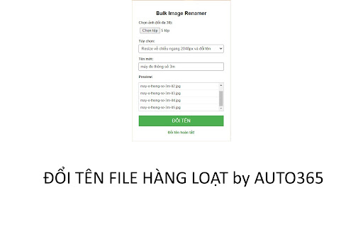 Bulk Image Renamer by Auto365 from Chrome web store to be run with OffiDocs Chromium online Bulk Image Renamer by Auto365 from Chrome web store to be run with OffiDocs Chromium online