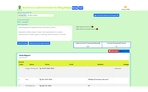 Business Lead Extractor for Bing Maps from Chrome web store to be run with OffiDocs Chromium online Business Lead Extractor for Bing Maps from Chrome web store to be run with OffiDocs Chromium online
