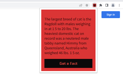 Cat Facts from Chrome web store to be run with OffiDocs Chromium online Cat Facts from Chrome web store to be run with OffiDocs Chromium online