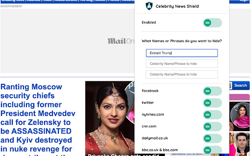 Celebrity News Shield from Chrome web store to be run with OffiDocs Chromium online Celebrity News Shield from Chrome web store to be run with OffiDocs Chromium online