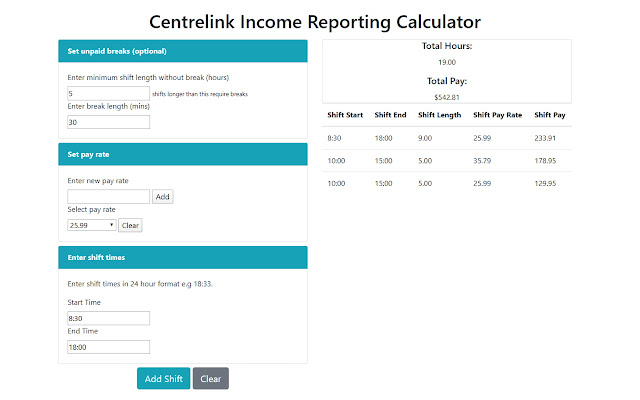 Centrelink Income Reporting Calculator from Chrome web store to be run with OffiDocs Chromium online Centrelink Income Reporting Calculator from Chrome web store to be run with OffiDocs Chromium online
