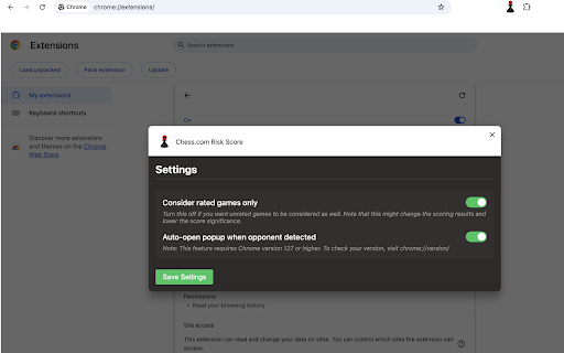 Chess.com Opponent Risk Score from Chrome web store to be run with OffiDocs Chromium online Chess.com Opponent Risk Score from Chrome web store to be run with OffiDocs Chromium online