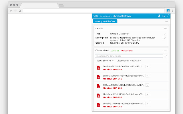 Cisco Threat Response Casebook (beta) from Chrome web store to be run with OffiDocs Chromium online Cisco Threat Response Casebook (beta) from Chrome web store to be run with OffiDocs Chromium online
