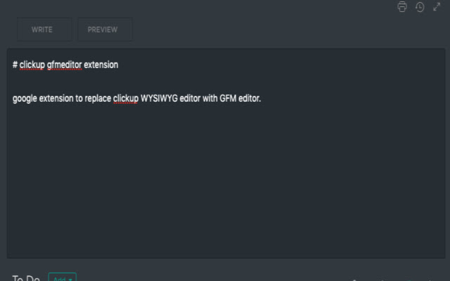 ClickUp GFM Editor from Chrome web store to be run with OffiDocs Chromium online ClickUp GFM Editor from Chrome web store to be run with OffiDocs Chromium online