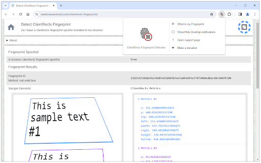 ClientRects Fingerprint Defender from Chrome web store to be run with OffiDocs Chromium online ClientRects Fingerprint Defender from Chrome web store to be run with OffiDocs Chromium online