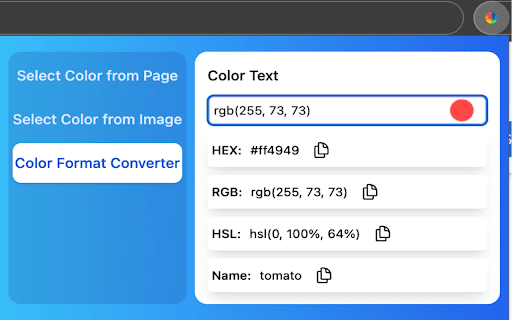 Color Picker Web Development from Chrome web store to be run with OffiDocs Chromium online Color Picker Web Development from Chrome web store to be run with OffiDocs Chromium online