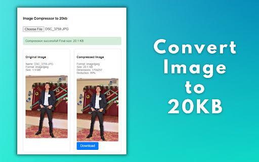 Compress Image to 20KB » Convert JPG to 20KB from Chrome web store to be run with OffiDocs Chromium online Compress Image to 20KB » Convert JPG to 20KB from Chrome web store to be run with OffiDocs Chromium online