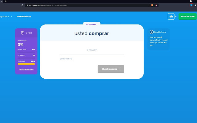 Conjuguemos Autocomplete from Chrome web store to be run with OffiDocs Chromium online Conjuguemos Autocomplete from Chrome web store to be run with OffiDocs Chromium online