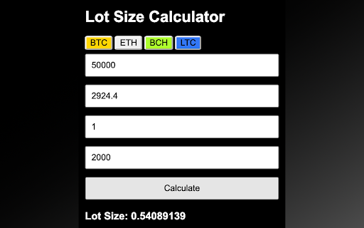 Crypto Lot Size Calculator from Chrome web store to be run with OffiDocs Chromium online Crypto Lot Size Calculator from Chrome web store to be run with OffiDocs Chromium online