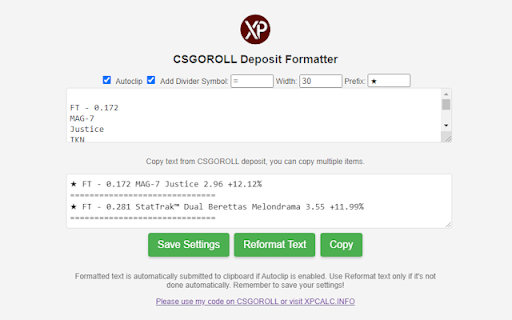 CSGOROLL deposit formatter from Chrome web store to be run with OffiDocs Chromium online CSGOROLL deposit formatter from Chrome web store to be run with OffiDocs Chromium online