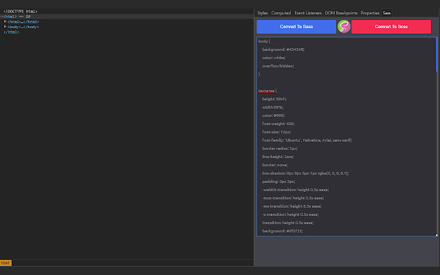 Css to SCSS or SASS Converter from Chrome web store to be run with OffiDocs Chromium online Css to SCSS or SASS Converter from Chrome web store to be run with OffiDocs Chromium online