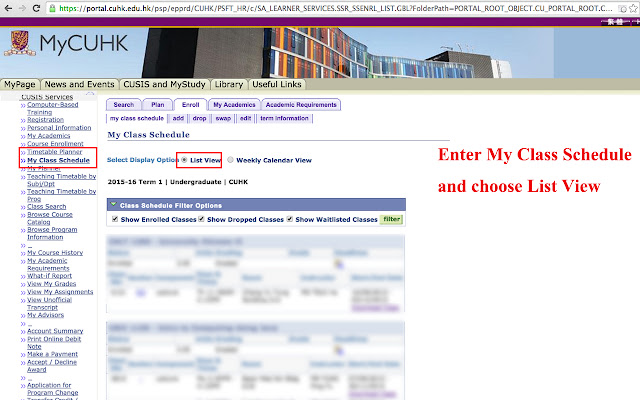 CUHK(SZ) CUHK Class Schedule Exporter from Chrome web store to be run with OffiDocs Chromium online CUHK(SZ) CUHK Class Schedule Exporter from Chrome web store to be run with OffiDocs Chromium online