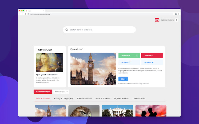 Daily Quiz Tab from Chrome web store to be run with OffiDocs Chromium online Daily Quiz Tab from Chrome web store to be run with OffiDocs Chromium online