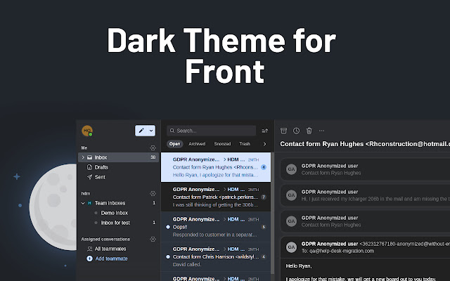 Dark theme for Front App from Chrome web store to be run with OffiDocs Chromium online Dark theme for Front App from Chrome web store to be run with OffiDocs Chromium online