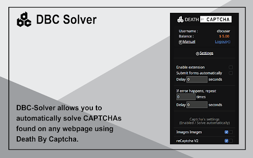 DBC Solver: Auto Recognition and Bypass from Chrome web store to be run with OffiDocs Chromium online DBC Solver: Auto Recognition and Bypass from Chrome web store to be run with OffiDocs Chromium online