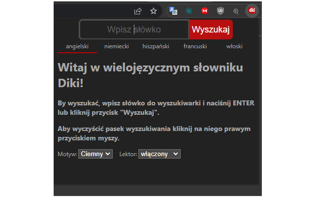 Diki słownik from Chrome web store to be run with OffiDocs Chromium online Diki słownik from Chrome web store to be run with OffiDocs Chromium online