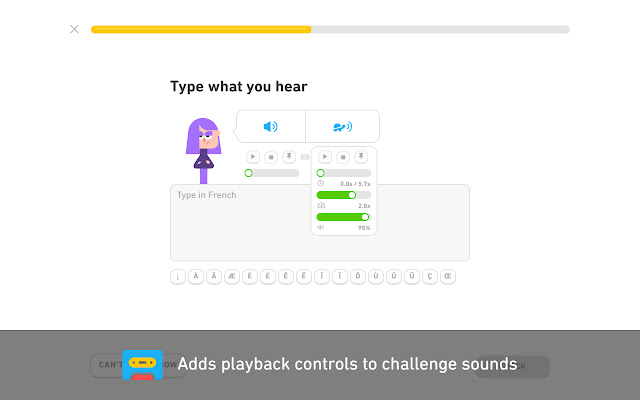 Duolingo TTS Controls from Chrome web store to be run with OffiDocs Chromium online Duolingo TTS Controls from Chrome web store to be run with OffiDocs Chromium online